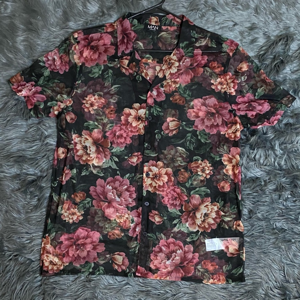 Sheer/floral button up shirt